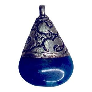 24 HRS SALE ONLY Lapis Gemstone Stone Silver Pendant